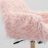 NNEDSZ Fluffy Office Chair Faux Fur Modern Swivel Desk Chair for Women And Girls-Pink