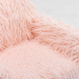 NNEDSZ Fluffy Office Chair Faux Fur Modern Swivel Desk Chair for Women And Girls-Pink