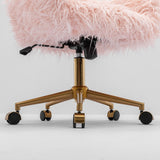 NNEDSZ Fluffy Office Chair Faux Fur Modern Swivel Desk Chair for Women And Girls-Pink