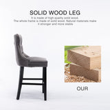 NNEDSZ 2X Velvet Bar Stools with Studs Trim Wooden Legs Tufted Dining Chairs Kitchen