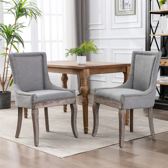 NNEDSZ 2X Solid Wood Fabric Upholstered Dining Chair Luxury Accent Chairs with Nailhead