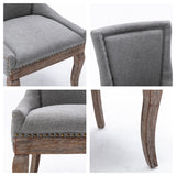 NNEDSZ 2X Solid Wood Fabric Upholstered Dining Chair Luxury Accent Chairs with Nailhead