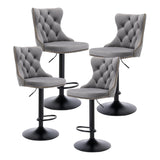 NNEDSZ 4x Height Adjustable Swivel Bar Stool Velvet Nailhead Barstool with Footrest