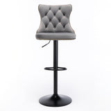 NNEDSZ 4x Height Adjustable Swivel Bar Stool Velvet Nailhead Barstool with Footrest