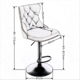 NNEDSZ 4x Height Adjustable Swivel Bar Stool Velvet Nailhead Barstool with Footrest