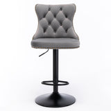 NNEDSZ 2x Height Adjustable Swivel Bar Stool Velvet Nailhead Barstool with Footrest