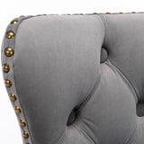 NNEDSZ 2x Height Adjustable Swivel Bar Stool Velvet Nailhead Barstool with Footrest