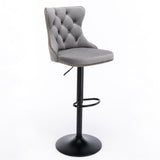 NNEDSZ 2x Height Adjustable Swivel Bar Stool Velvet Nailhead Barstool with Footrest