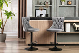 NNEDSZ 2x Height Adjustable Swivel Bar Stool Velvet Nailhead Barstool with Footrest
