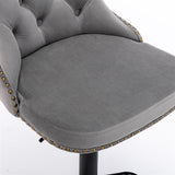 NNEDSZ 2x Height Adjustable Swivel Bar Stool Velvet Nailhead Barstool with Footrest