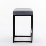 NNEDSZ 2x Counter Height Bar Stools with Footrest Backless Kitchen Dining Cafe Chair with Thick Cushion & Sturdy Metal Steel Frame-Slate