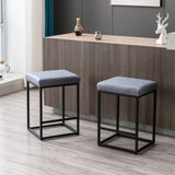 NNEDSZ 2x Counter Height Bar Stools with Footrest Backless Kitchen Dining Cafe Chair with Thick Cushion & Sturdy Metal Steel Frame-Slate