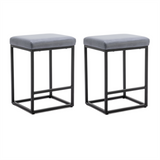 NNEDSZ 2x Counter Height Bar Stools with Footrest Backless Kitchen Dining Cafe Chair with Thick Cushion & Sturdy Metal Steel Frame-Slate