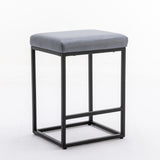 NNEDSZ 2x Counter Height Bar Stools with Footrest Backless Kitchen Dining Cafe Chair with Thick Cushion & Sturdy Metal Steel Frame-Slate