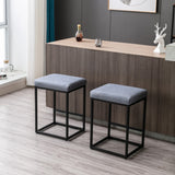 NNEDSZ 2x Counter Height Bar Stools with Footrest Backless Kitchen Dining Cafe Chair with Thick Cushion & Sturdy Metal Steel Frame-Slate