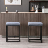 NNEDSZ 2x Counter Height Bar Stools with Footrest Backless Kitchen Dining Cafe Chair with Thick Cushion & Sturdy Metal Steel Frame-Slate