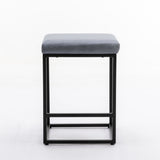 NNEDSZ 2x Counter Height Bar Stools with Footrest Backless Kitchen Dining Cafe Chair with Thick Cushion & Sturdy Metal Steel Frame-Slate