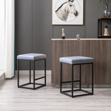 NNEDSZ 2x Counter Height Bar Stools with Footrest Backless Kitchen Dining Cafe Chair with Thick Cushion & Sturdy Metal Steel Frame-Slate