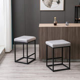 NNEDSZ 2x Counter Height Bar Stools with Footrest Backless Kitchen Dining Cafe Chair with Thick Cushion & Sturdy Metal Steel Frame-Grey