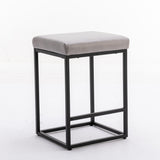NNEDSZ 2x Counter Height Bar Stools with Footrest Backless Kitchen Dining Cafe Chair with Thick Cushion & Sturdy Metal Steel Frame-Grey