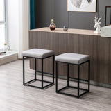 NNEDSZ 2x Counter Height Bar Stools with Footrest Backless Kitchen Dining Cafe Chair with Thick Cushion & Sturdy Metal Steel Frame-Grey