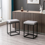 NNEDSZ 2x Counter Height Bar Stools with Footrest Backless Kitchen Dining Cafe Chair with Thick Cushion & Sturdy Metal Steel Frame-Grey