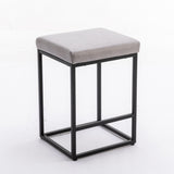 NNEDSZ 2x Counter Height Bar Stools with Footrest Backless Kitchen Dining Cafe Chair with Thick Cushion & Sturdy Metal Steel Frame-Grey