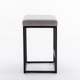 NNEDSZ 2x Counter Height Bar Stools with Footrest Backless Kitchen Dining Cafe Chair with Thick Cushion & Sturdy Metal Steel Frame-Grey