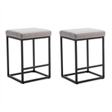 NNEDSZ 2x Counter Height Bar Stools with Footrest Backless Kitchen Dining Cafe Chair with Thick Cushion & Sturdy Metal Steel Frame-Grey