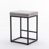 NNEDSZ 2x Counter Height Bar Stools with Footrest Backless Kitchen Dining Cafe Chair with Thick Cushion & Sturdy Metal Steel Frame-Grey