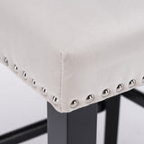 NNEDSZ 2x Velvet Upholstered Button Tufted Bar Stools with Wood Legs and Studs-Beige
