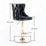 NNEDSZ 4x Height Adjustable Swivel Bar Stool Velvet Studs Barstool with Footrest and Golden Base- Black