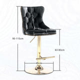 NNEDSZ 4x Height Adjustable Swivel Bar Stool Velvet Studs Barstool with Footrest and Golden Base- Grey