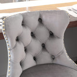 NNEDSZ 2x Height Adjustable Swivel Bar Stool Velvet Studs Barstool with Footrest and Golden Base- Grey