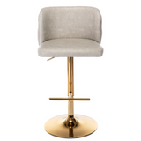 NNEDSZ 2x Faux Leather Golden Base Swivel Bar Stools- Beige