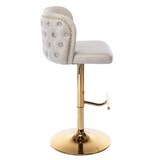 NNEDSZ 2x Faux Leather Golden Base Swivel Bar Stools- Beige