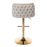 NNEDSZ 2x Faux Leather Golden Base Swivel Bar Stools- Beige