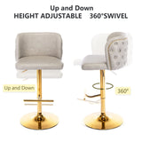 NNEDSZ 2x Faux Leather Golden Base Swivel Bar Stools- Beige