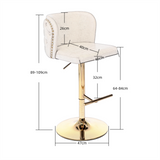 NNEDSZ 2x Faux Leather Golden Base Swivel Bar Stools- Beige