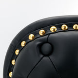 NNEDSZ 2x Faux Leather Golden Base Swivel Bar Stools- Black