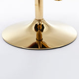 NNEDSZ 2x Faux Leather Golden Base Swivel Bar Stools- Black