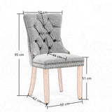 NNEDSZ 4x AADEN Modern Elegant Button-Tufted Upholstered Fabric with Studs Trim and Wooden legs Dining Side Chair-Beige
