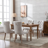 NNEDSZ AADEN Modern Elegant Button-Tufted Upholstered Fabric with Studs Trim and Wooden legs Dining Side Chair-Beige