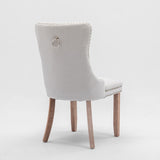 NNEDSZ AADEN Modern Elegant Button-Tufted Upholstered Fabric with Studs Trim and Wooden legs Dining Side Chair-Beige