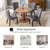 NNEDSZ 2x Velvet Dining Chairs Upholstered Tufted Kithcen Chair with Solid Wood Legs Stud Trim and Ring-Gray