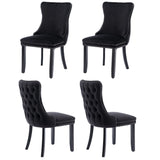 NNEDSZ 4x Velvet Upholstered Dining Chairs Tufted Wingback Side Chair with Studs Trim Solid Wood Legs for Kitchen