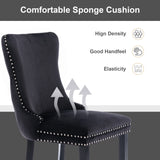 NNEDSZ 4x Velvet Upholstered Dining Chairs Tufted Wingback Side Chair with Studs Trim Solid Wood Legs for Kitchen