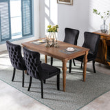 NNEDSZ 2x Velvet Upholstered Dining Chairs Tufted Wingback Side Chair with Studs Trim Solid Wood Legs for Kitchen