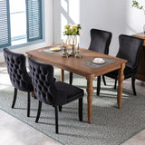 NNEDSZ 2x Velvet Upholstered Dining Chairs Tufted Wingback Side Chair with Studs Trim Solid Wood Legs for Kitchen