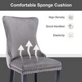 NNEDSZ 6x Velvet Upholstered Dining Chairs Tufted Wingback Side Chair with Studs Trim Solid Wood Legs for Kitchen